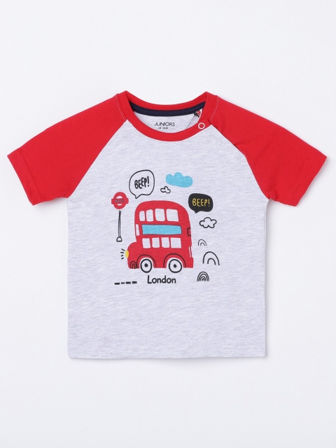 

Juniors by Lifestyle Boys Grey & Red Printed Drop-Shoulder Sleeves T-shirt