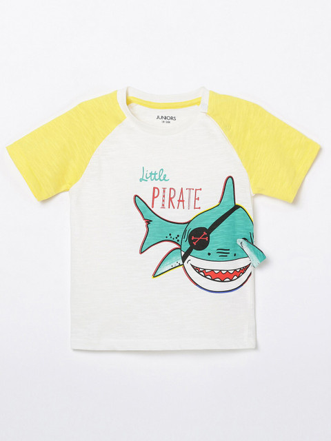 

Juniors by Lifestyle Boys White & Yellow Printed T-shirt