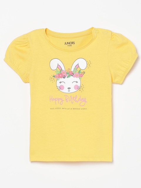 

Juniors by Lifestyle Girls Yellow Printed T-shirt