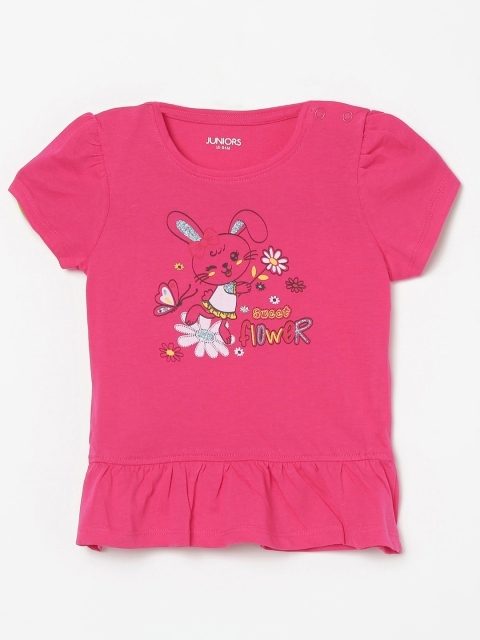 

Juniors by Lifestyle Fuchsia Pink Puff Sleeve Regular Top