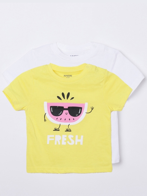 

Juniors by Lifestyle Boys Yellow & White Pack Of 2 Printed T-shirt