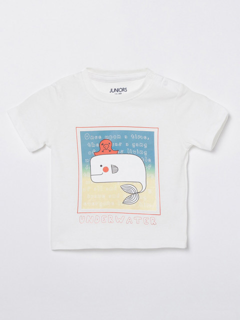 

Juniors by Lifestyle Boys Cream-Coloured Printed T-shirt