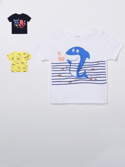 

Juniors by Lifestyle Boys Blue & Yellow Pack Of 3 Printed T-shirt