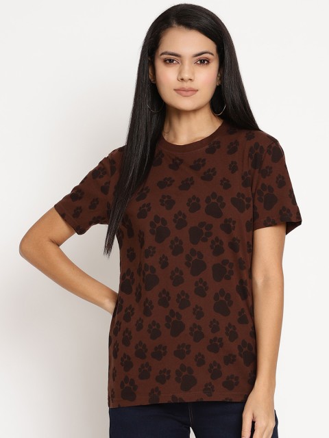 

Wolfpack Women Brown & Black Printed T-shirt