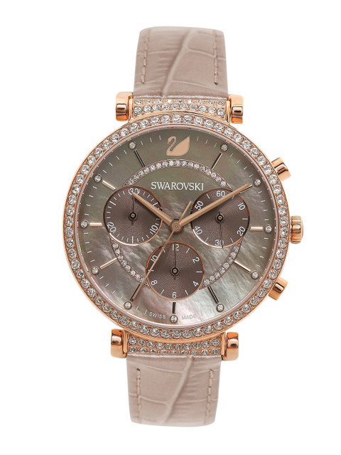 

SWAROVSKI Women Grey Dial & Grey Leather Straps Analogue Bluetooth Automatic Watch