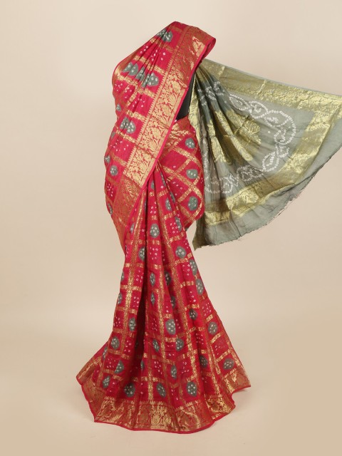 

Pothys Red & Gold-Toned Ethnic Motifs Zari Art Silk Saree
