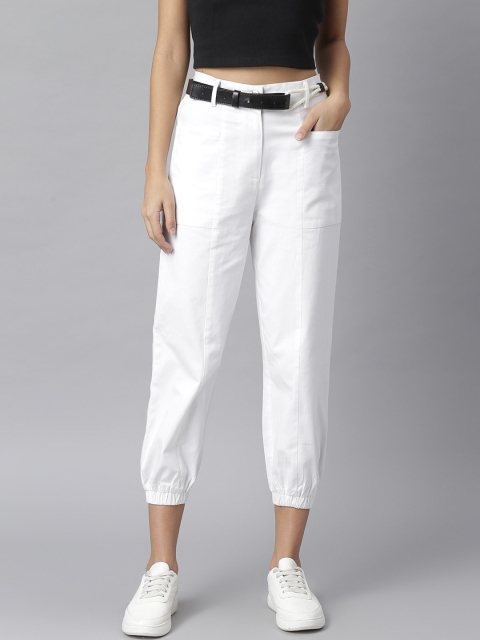 

KASSUALLY Women White Jogger Trousers