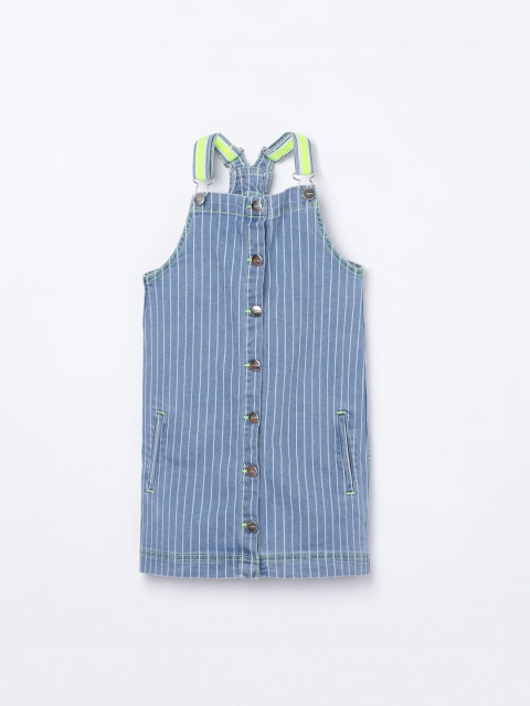 

Bossini Girls Blue & White Striped Cotton Pinafore Dress