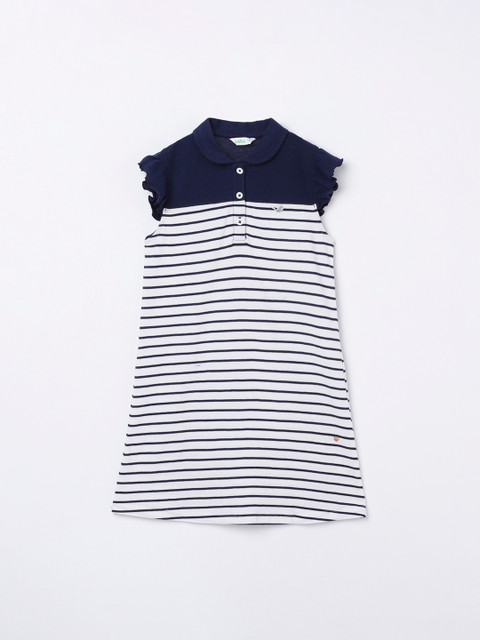

Bossini Navy Blue Striped A-Line Dress