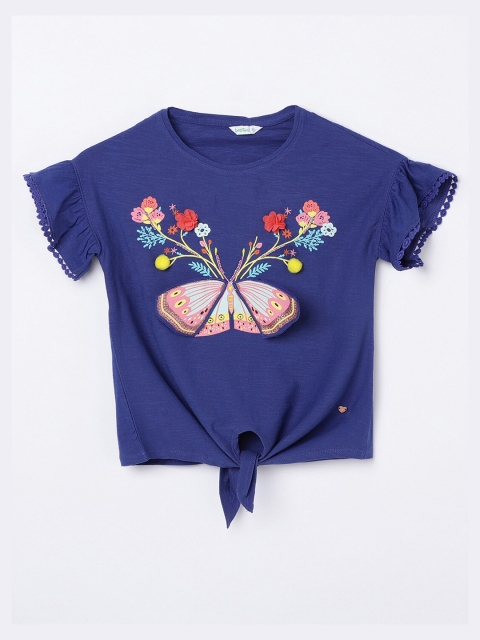 

Bossini Blue Floral Extended Sleeves Regular Top