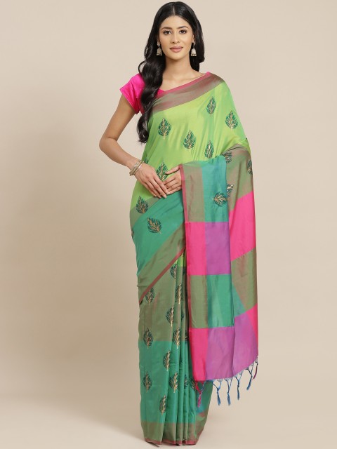 

OM SAI LATEST CREATION Green Woven Design Saree