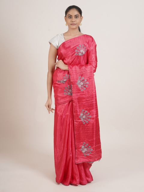 

Pothys Pink & Grey Art Silk Saree