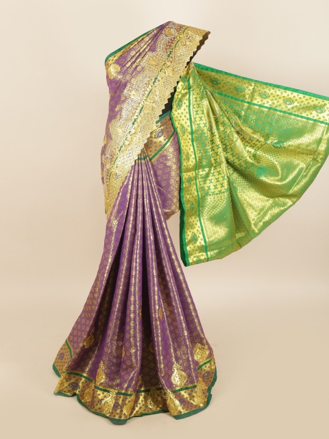 

Pothys Purple & Green Floral Zari Art Silk Saree