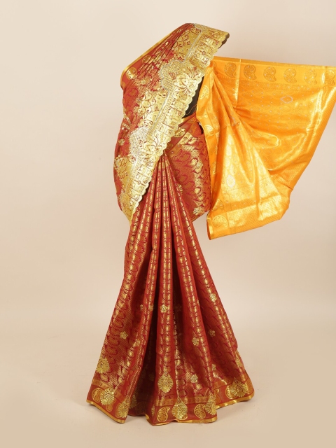 

Pothys Red & Yellow Paisley Zari Art Silk Saree