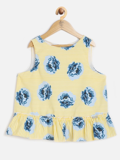 

One Friday Yellow & Blue Floral Regular Top