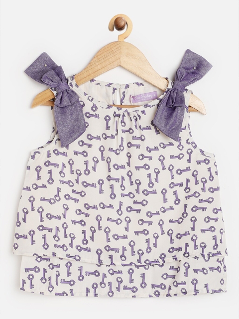 

One Friday Lavender & Cream-Coloured Regular Top