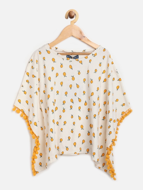 

One Friday Cream-Coloured Kimono Sleeve Kaftan Top