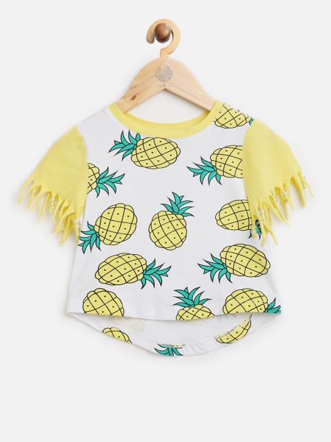 

One Friday Yellow & White Regular Top