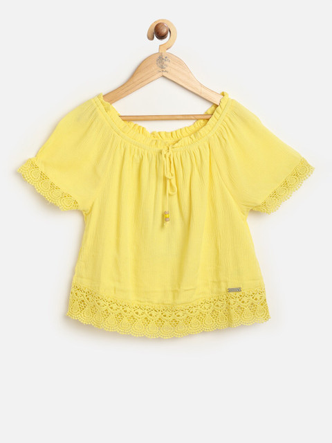 

One Friday Yellow Off-Shoulder Bardot Top