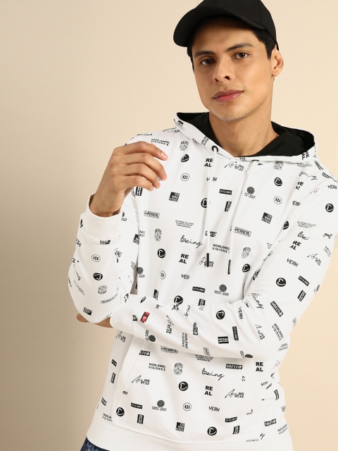 

Being Human Men White Printed Hooded Sweatshirt