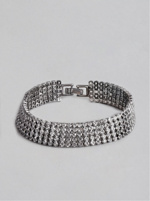 

Blueberry Women Gunmetal-Toned Silver-Plated Studded Bracelet, Metallic