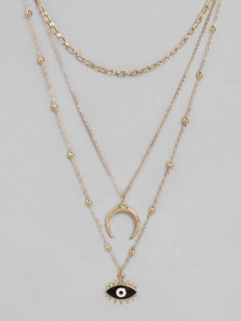 

Blueberry Black Gold-Plated Evil Eye Layered Necklace