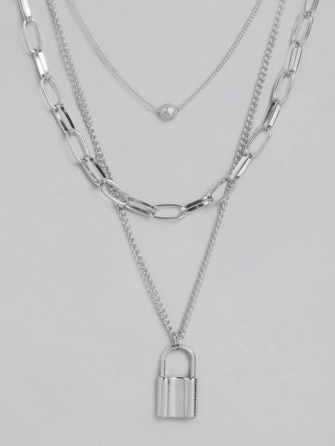 

Blueberry Silver-Plated Layered Lock Detail Necklace