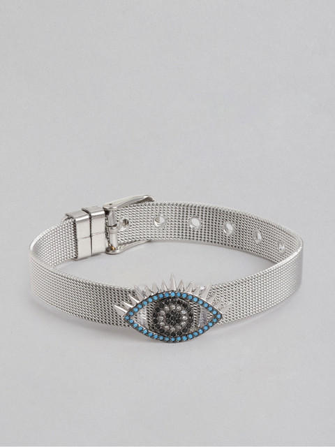 

Blueberry Women Blue & Black Silver-Plated Studded Charm Bracelet