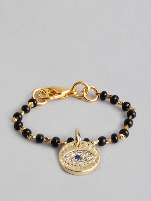 

Blueberry Women Black Gold-Plated Evil Eye Beaded & Stone-Studded Watch Charm