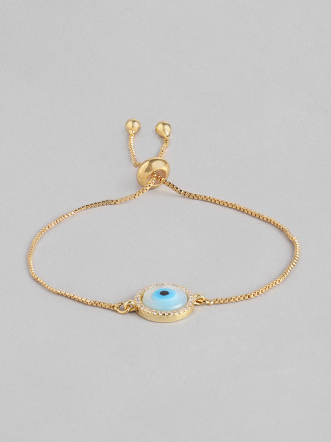 

Blueberry Women Blue & White Gold-Plated Stone-Studded Evil Eye Bracelet