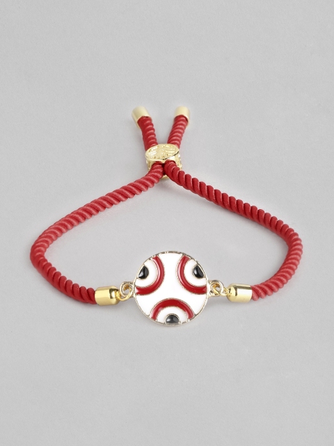 

Blueberry Women Red & White Gold-Plated Enamelled Charm Bracelet