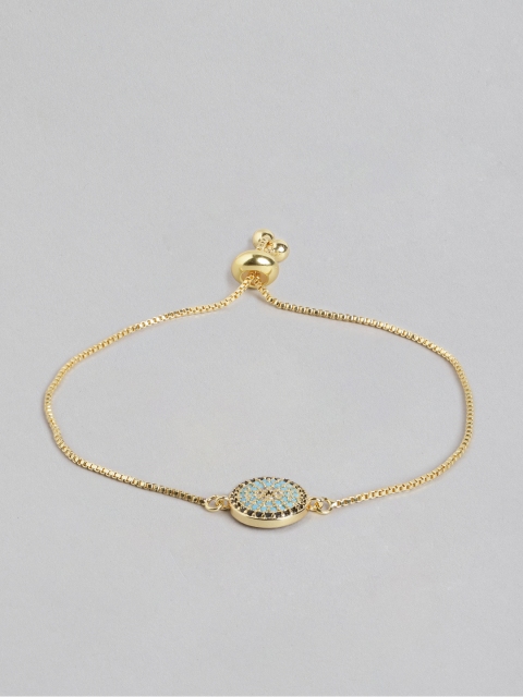 

Blueberry Women Blue & Black Gold-Plated Stone-Studded Evil Eye Bracelet