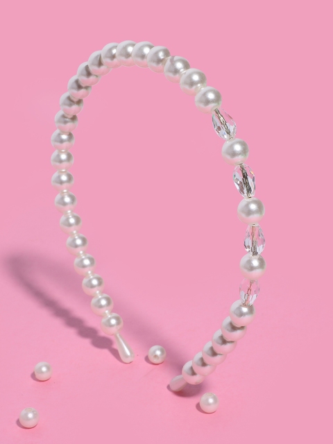 

Blueberry Women White Beaded Hairband