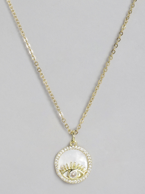 

Blueberry White Gold-Plated Evil Eye Beaded Stone-Studded Necklace