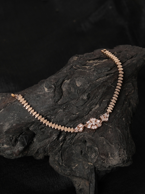 

Blueberry Women Gold-Plated Textured Stone-Studded Bracelet