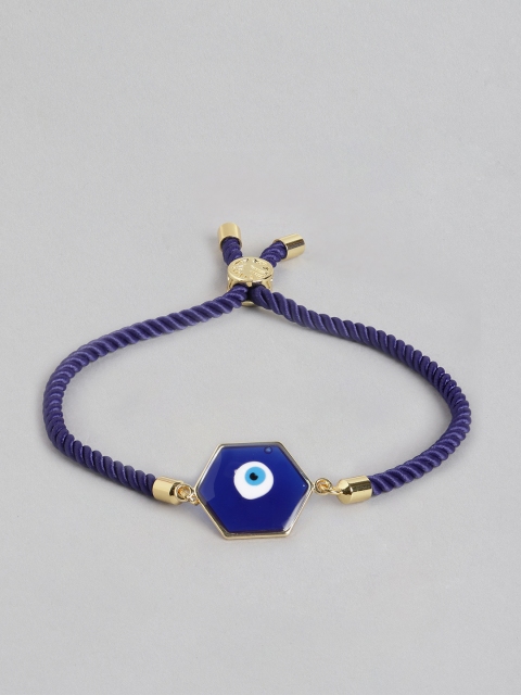 

Blueberry Women Navy Blue & White Gold-Plated Evil Eye Bracelet