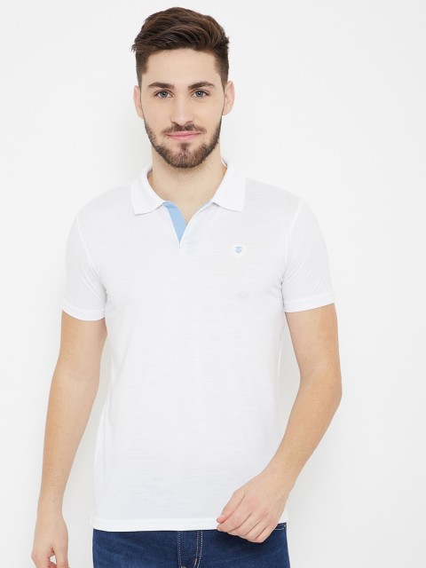

Duke Men White Polo Collar Slim Fit T-shirt