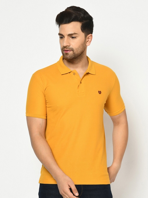 

Duke Men Mustard Yellow Polo Collar Slim Fit T-shirt