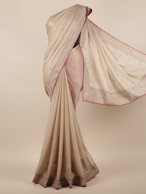 

Pothys Beige & Red Embellished Saree