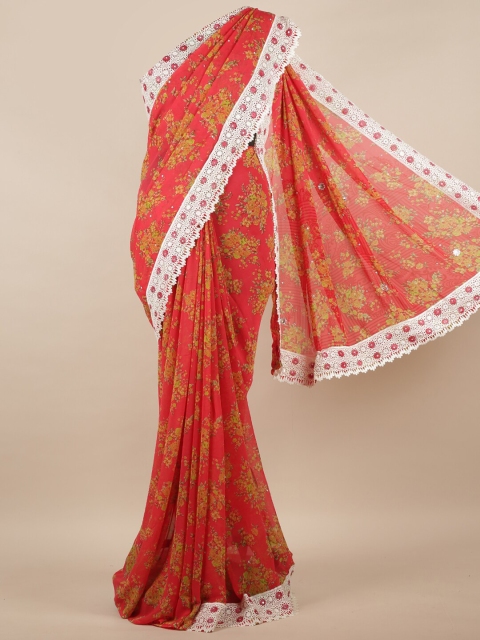 

Pothys Red & Yellow Floral Printed Saree