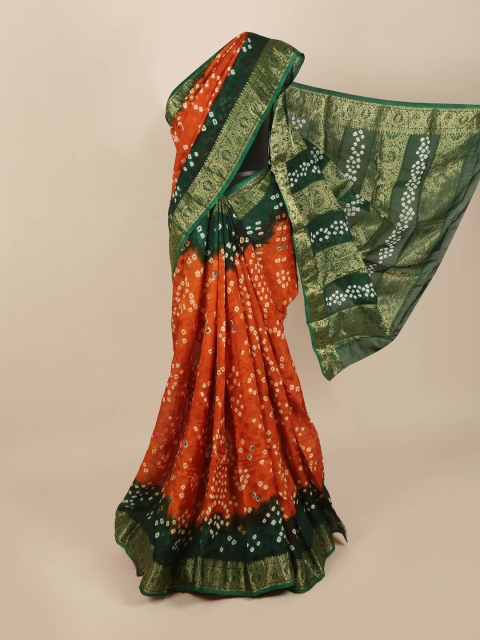 

Pothys Orange & Green Bandhani Art Silk Saree