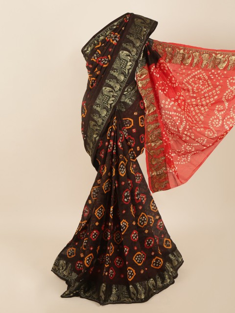 

Pothys Brown & Red Bandhani Art Silk Saree