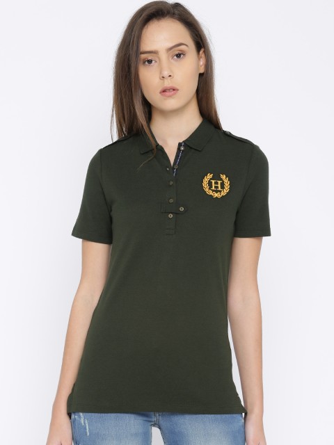 

Tommy Hilfiger Women Green Solid Polo T-Shirt