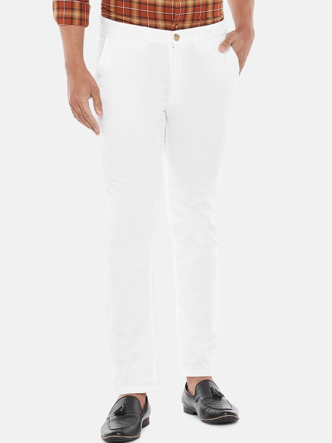 

BYFORD by Pantaloons Men White Slim Fit Low-Rise Trousers