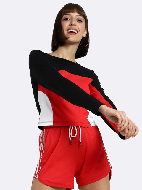 

Bewakoof Women Red & White Colourblocked Crop T-shirt