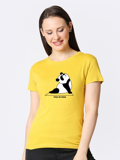 

Bewakoof Women Yellow Kung Fu Panda Printed Slim Fit T-shirt