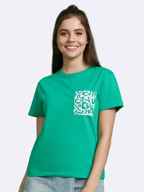 

Bewakoof Women Green Printed T-shirt