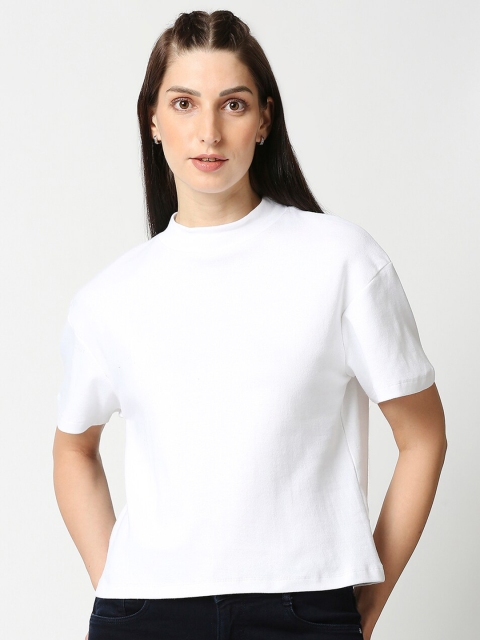 

Bewakoof Women White High Neck T-shirt
