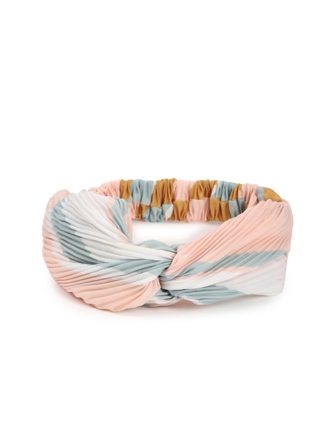 

FOREVER 21 Women Peach-Coloured & White Twisted Hairband