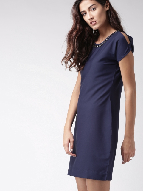 

Ms.Taken Women Navy Solid A-Line Dress, Navy blue